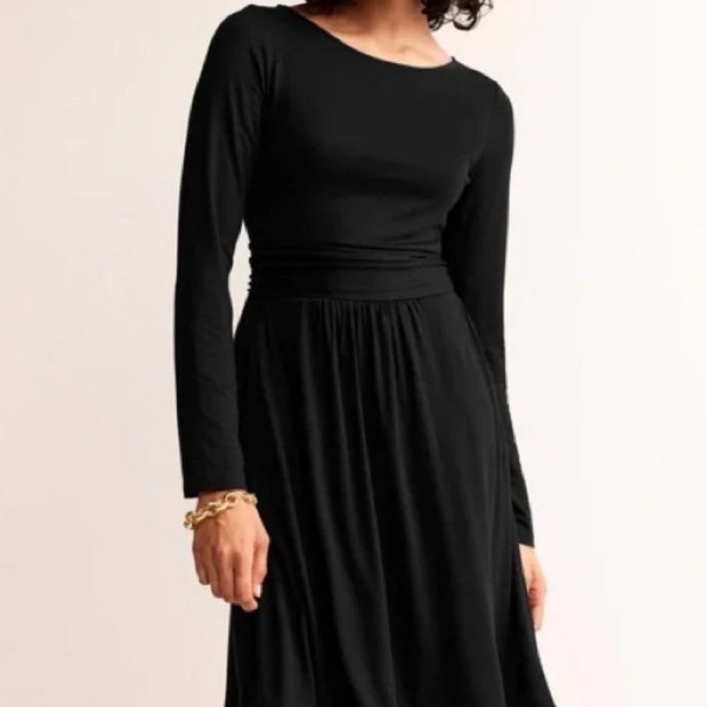 Boden Black Long-Sleeve Midi Dress
